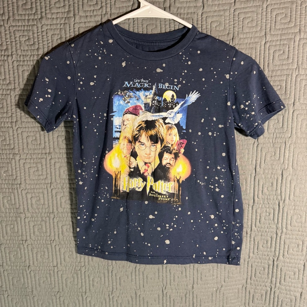 Harry Potter T-Shirt Boys Size Small 6/7 Baby Blue Let The Magic Begin Sorcerer
